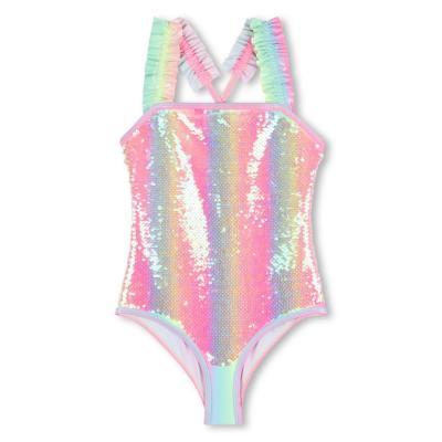 Picture of Billie Blush Girls Sequin Swimsuit With Ruffles - Pink Multi