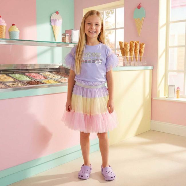 Picture of Billie Blush Girls Neon Kisses Top & Tulle Skirt Set x 2 - Lilac Multi