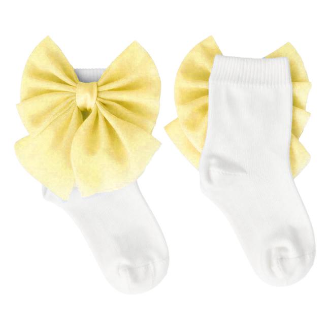 Picture of Caramelo Kids Girls Tulle Bow Ankle Socks - Ivory Lemon