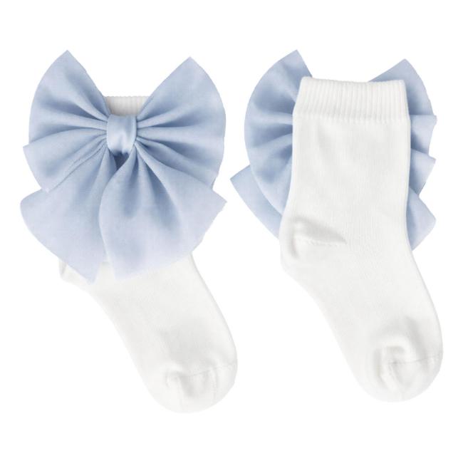 Picture of Caramelo Kids Girls Tulle Bow Ankle Socks - Ivory Sky Blue