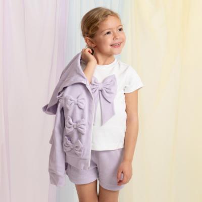 Picture of Caramelo Kids Girls Summer Jersey Bow Tracksuit Shorts Set X 3 - Lilac