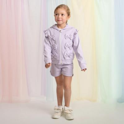 Picture of Caramelo Kids Girls Summer Jersey Bow Tracksuit Shorts Set X 3 - Lilac