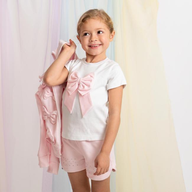 Picture of Caramelo Kids Girls Summer Jersey Bow Tracksuit Shorts Set X 3 - Pink