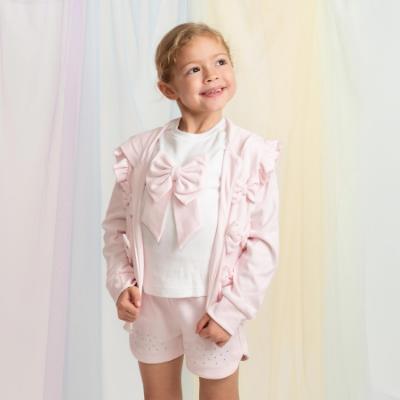 Picture of Caramelo Kids Girls Summer Jersey Bow Tracksuit Shorts Set X 3 - Pink