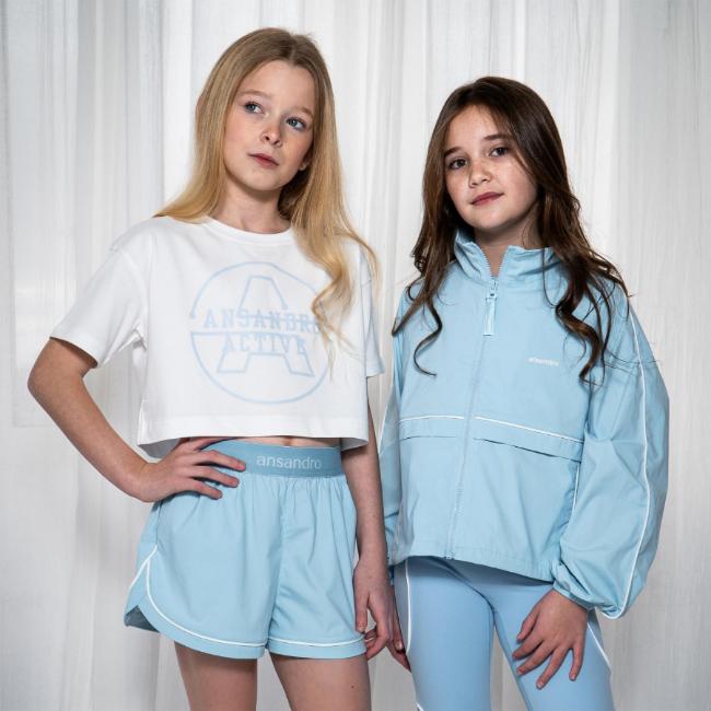 Picture of PRE ORDER Ansandro Kids Activewear Cropped Tee & Shorts Set - Powder Blue