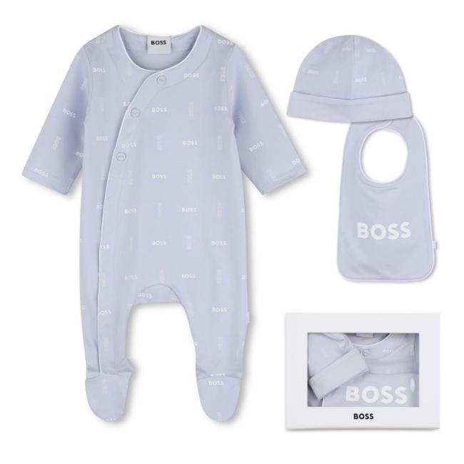 Picture of BOSS Baby Boys Pyjamas Gift Box Set X 3  - Pale Blue White