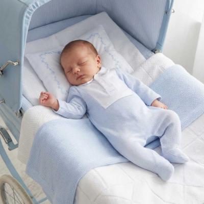 Picture of BOSS Baby Boys Waffle Cotton Babygrow - Pale Blue