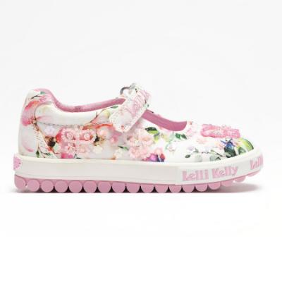 Picture of Lelli Kelly Serena Beaded Butterfly Floral Canvas Roller Sole Pump - White Fantasy