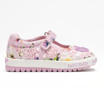 Picture of Lelli Kelly Serena Beaded Butterfly Floral Canvas Roller Sole Pump - Pink Fantasy