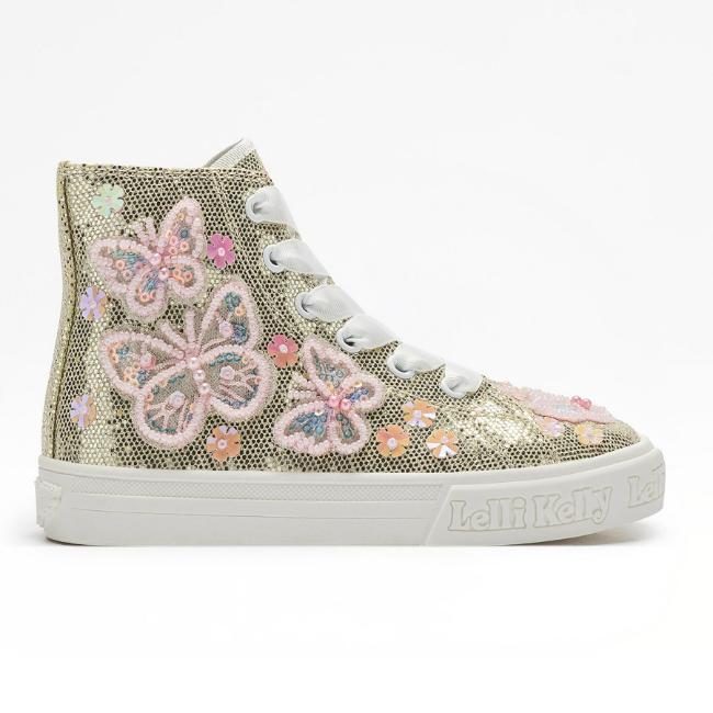 Picture of Lelli Kelly Emerald Mid Boot Beaded Butterfly Flat Glitter - Gold
