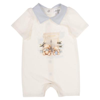 Picture of Jamiks Kids Baby Boys Bubuva Romper - Ivory Pale Blue