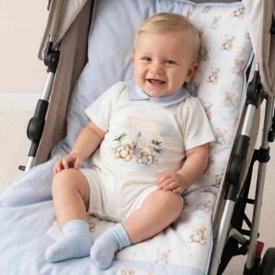 Picture of Jamiks Kids Baby Boys Bubuva Romper - Ivory Pale Blue