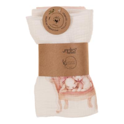 Picture of Jamiks Kids Baby Girls Hanne Organic Muslin Gift Set X 2 - Ivory Pink