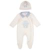 Picture of Jamiks Kids Baby Boys Tahir Babygrow Hat Swaddle Set X 3 - Ivory Pale Blue