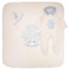 Picture of Jamiks Kids Baby Boys Tahir Babygrow Hat Swaddle Set X 3 - Ivory Pale Blue