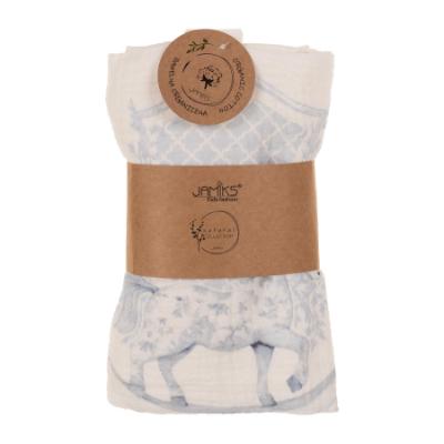 Picture of Jamiks Kids Baby Boys Tahir Organic Muslin Gift Set X 2 - Pale Blue