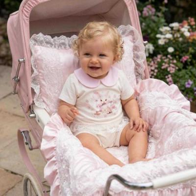 Picture of Jamiks Kids Baby Girls Snoffi Ruffle Romper - Ivory Pale Pink