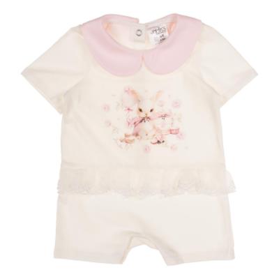 Picture of Jamiks Kids Baby Girls Snoffi Ruffle Romper - Ivory Pale Pink