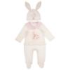 Picture of Jamiks Kids Baby Girls Snoffi Ruffle Babygrow Hat Ruffle Swaddle Set X 3 - Ivory Pale Pink