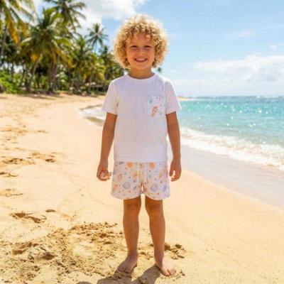 Picture of Meia Pata Boys Seashells T-shirt & Swim Shorts Set X 2 - White Pastel Multi