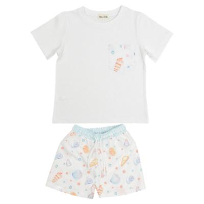 Picture of Meia Pata Boys Seashells T-shirt & Swim Shorts Set X 2 - White Pastel Multi