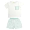 Picture of Meia Pata Boys Stripes Mint T-shirt & Swim Shorts Set X 2 - White Mint Green