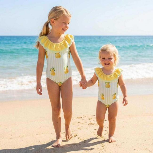Picture of Meia Pata Girls Pears Cayo Coco Swimsuit - Lemon Green