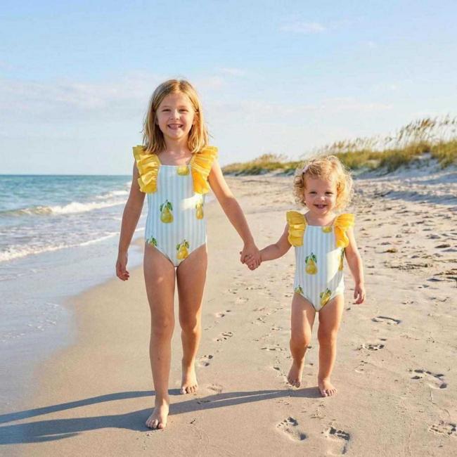 Picture of Meia Pata Girls Pears Aruba Swimsuit - Lemon Green