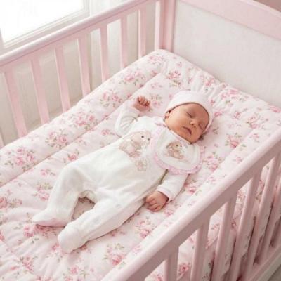 Picture of Monnalisa Bebe Girls Romantic Bunny Babygrow Hat & Bib Set X 3  - Ivory Pink