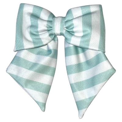 Picture of Meia Pata Girls Stripes Mint Beach Hair Bow On Clip - Mint Green