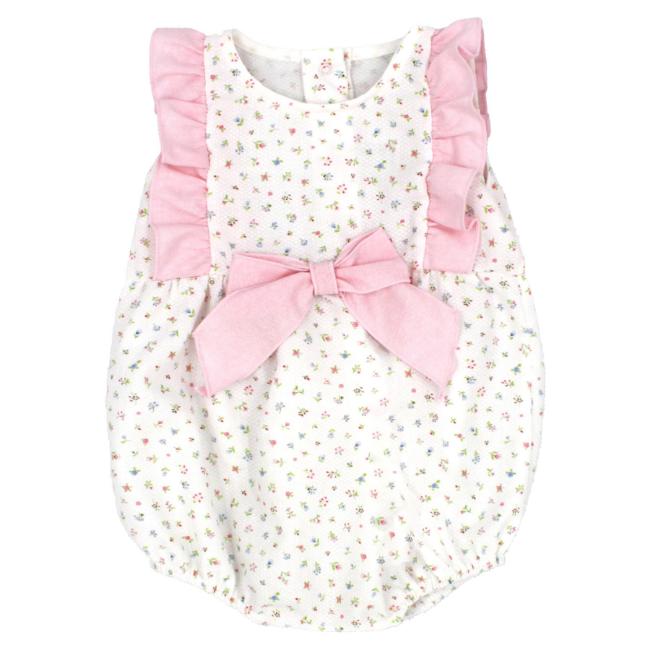 Picture of Rapife Summer Baby Girls Floral Ruffle Romper - Rose Pink