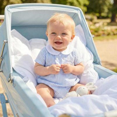 Picture of Rapife Summer Baby Boys Seersucker Romper - Sky Blue