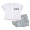 Picture of Rapife Summer Baby Boys Jersey Top & Stripe Shorts Set X 2 - White Navy