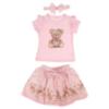 Picture of Giorgio Bambini Girls Diamante Bear Top Skirt & Hairband Set X 3 - Pink