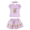 Picture of Giorgio Bambini Girls Diamante Bear Top Skirt & Hairband Set X 3 - Lilac