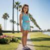 Picture of Mayoral Girls Summer Elastic Smock Gingham Top & Shorts Set X 2 - Blue