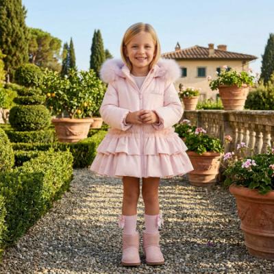 Picture of Bimbalo Girls Padded Coat with Detachable Trim - Pale Pink