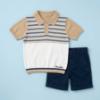 Picture of Bimbalo Boys Knit Polo & Bermudas Set X 2 - Beige Navy