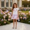 Picture of Monnalisa Girls Garden Party Butterfly Dress - Ivory Lilac