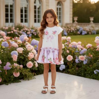 Picture of Monnalisa Girls Garden Party Butterfly Dress - Ivory Lilac