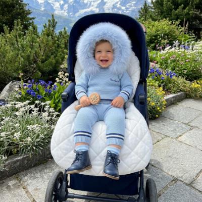 Picture of Bimbalo Baby Boys Knitted set with Detachable Trim - Pale Blue Navy