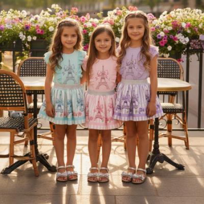 Picture of Giorgio Bambini Girls Eiffel Bow Top Skirt & Hairband Set X 3 - Pink