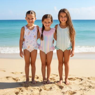 Picture of Meia Pata Girls Seashells Bahamas Ruffle Swimsuit - Pastel Multi