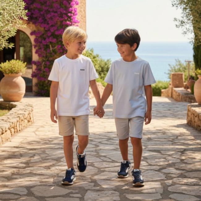 Picture of BOSS Boys 2 X Short Sleeve T-Shirts - Pale Blue & White