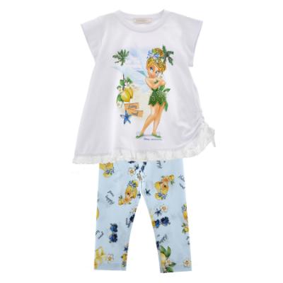 Picture of PRE ORDER Monnalisa Girls Tinkerbell Tunic & Legging Set X 2 - White Blue