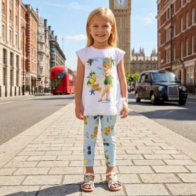 Picture of Monnalisa Girls Tinkerbell Tunic & Legging Set X 2 - White Blue