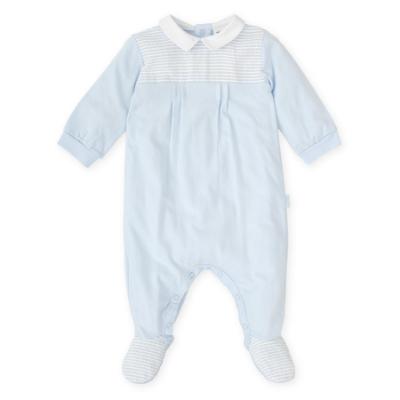 Picture of Tutto Piccolo Summer Baby Boys Gift Box Ribbed Babygrow - Pale Blue White