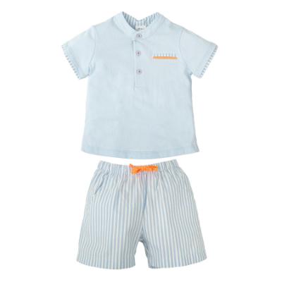 Picture of Tutto Piccolo Summer Boys Stripe Shorts Set X 2 - Pale Blue White