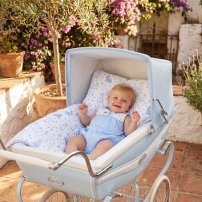 Picture of Miranda Baby Boys Bunny & Gingham Romper - White Blue