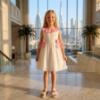Picture of Miranda Girls Fluor Gingham Ruffle Dress - White Neon Pink